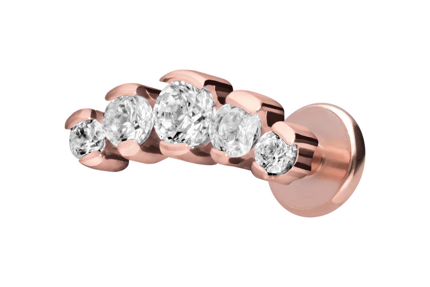 Titan Labret Piercing mit Innengewinde 5 EINGEFASSTE KRISTALLE